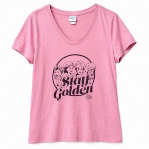 Golden Girls Stay Golden Women's XL Pink Graphic T Shirt V Neck TV Show Tee